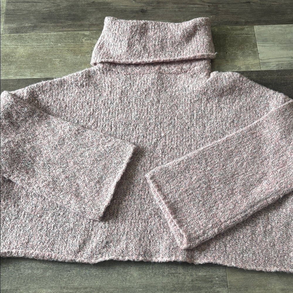 Sincerely Jules crop sweater cozy pink turtle neck